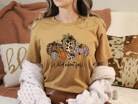 0330 Wild About Fall Leopard Pumpkins Bella Tee
