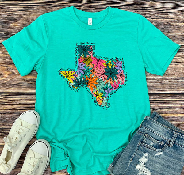 0258 Texas Floral State Bella tee