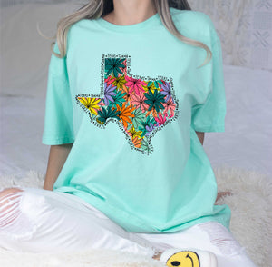 0258 Texas Floral State Comfort Color Tee