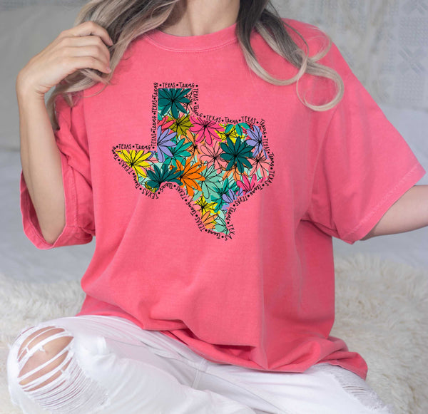 0258 Texas Floral State Comfort Color Tee