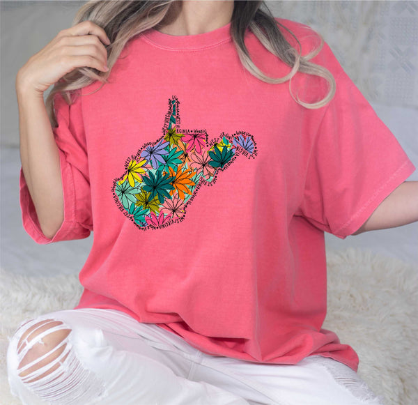 0259 West Virginia Floral State Comfort Color Tee