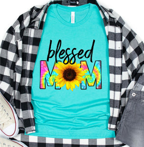 0063 Blessed Mom Tiedye Sunflower Shirt