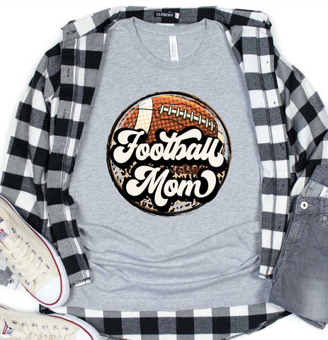 0155 Football Mom Leopard Circle Tee