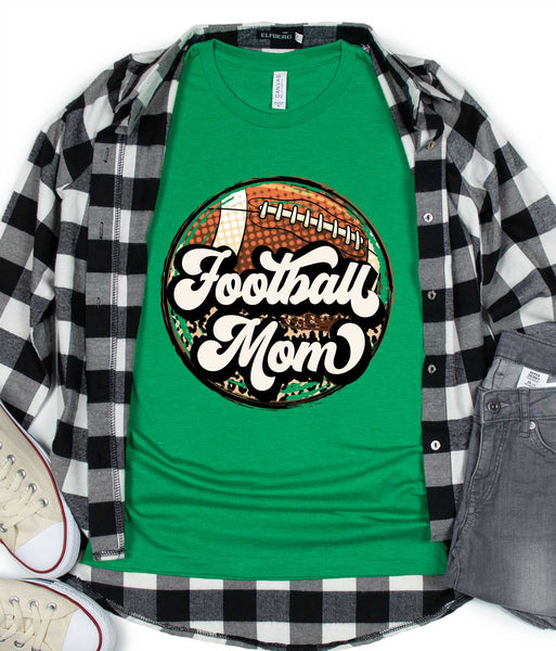 0155 Football Mom Leopard Circle Tee