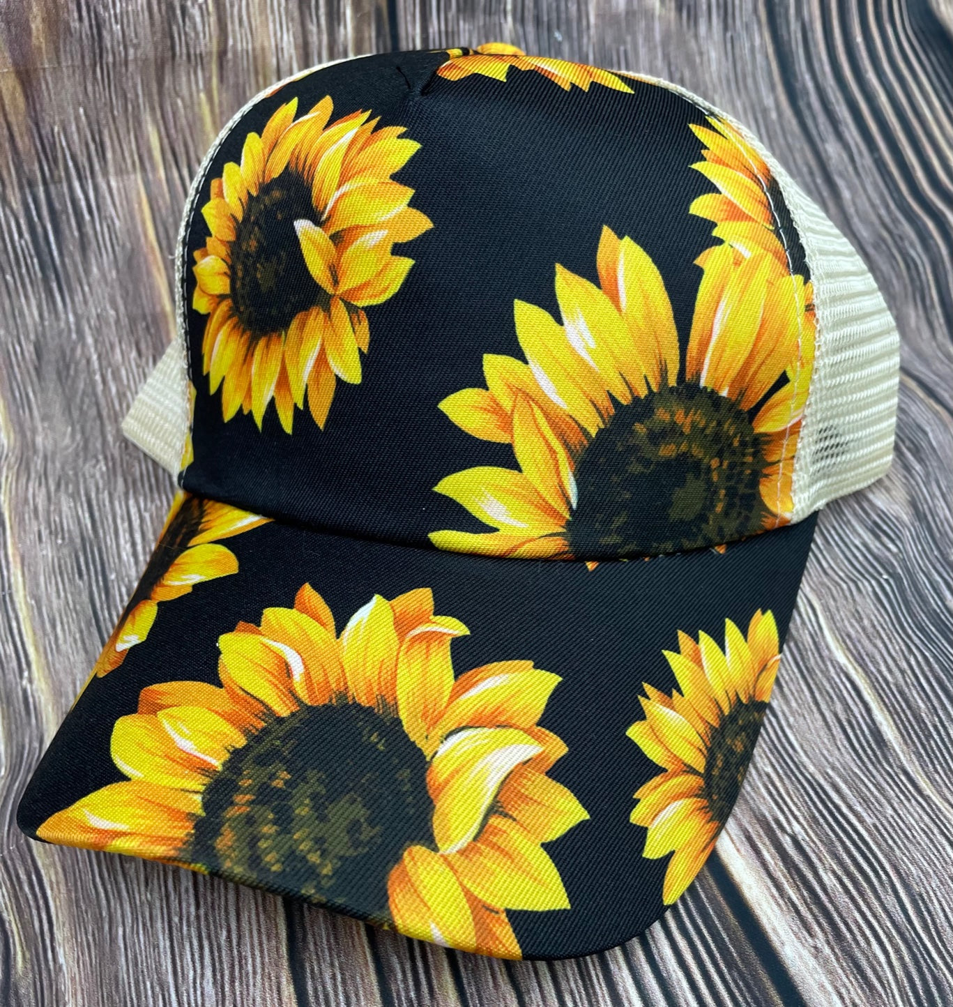Black Sunflower Criss Cross Hat