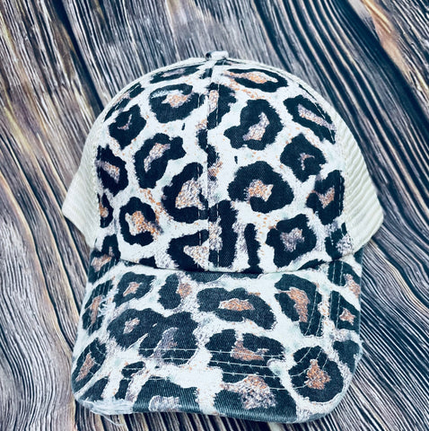 Leopard Print Criss Cross Hat