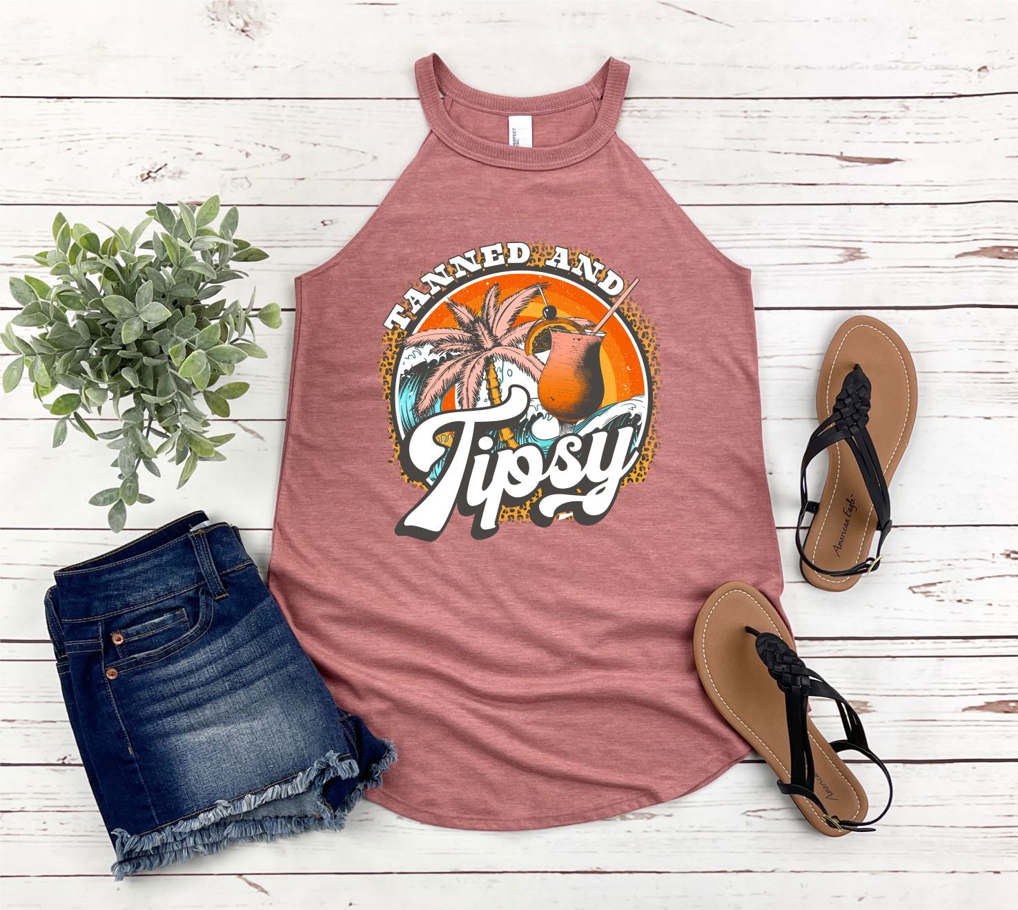0148 Tanned and Tipsy Rocker Tank